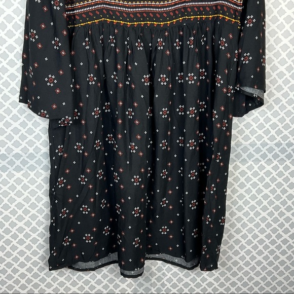 NWT Mlle Gabrielle Black Boho Printed Babydoll Dress - Picture 7 of 10